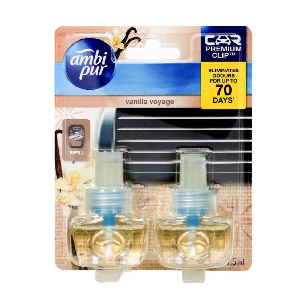 6x 2pc Ambi Pur Car Air Freshener Set W/ Premium Clip Vanilla Voyage 7.5mL
