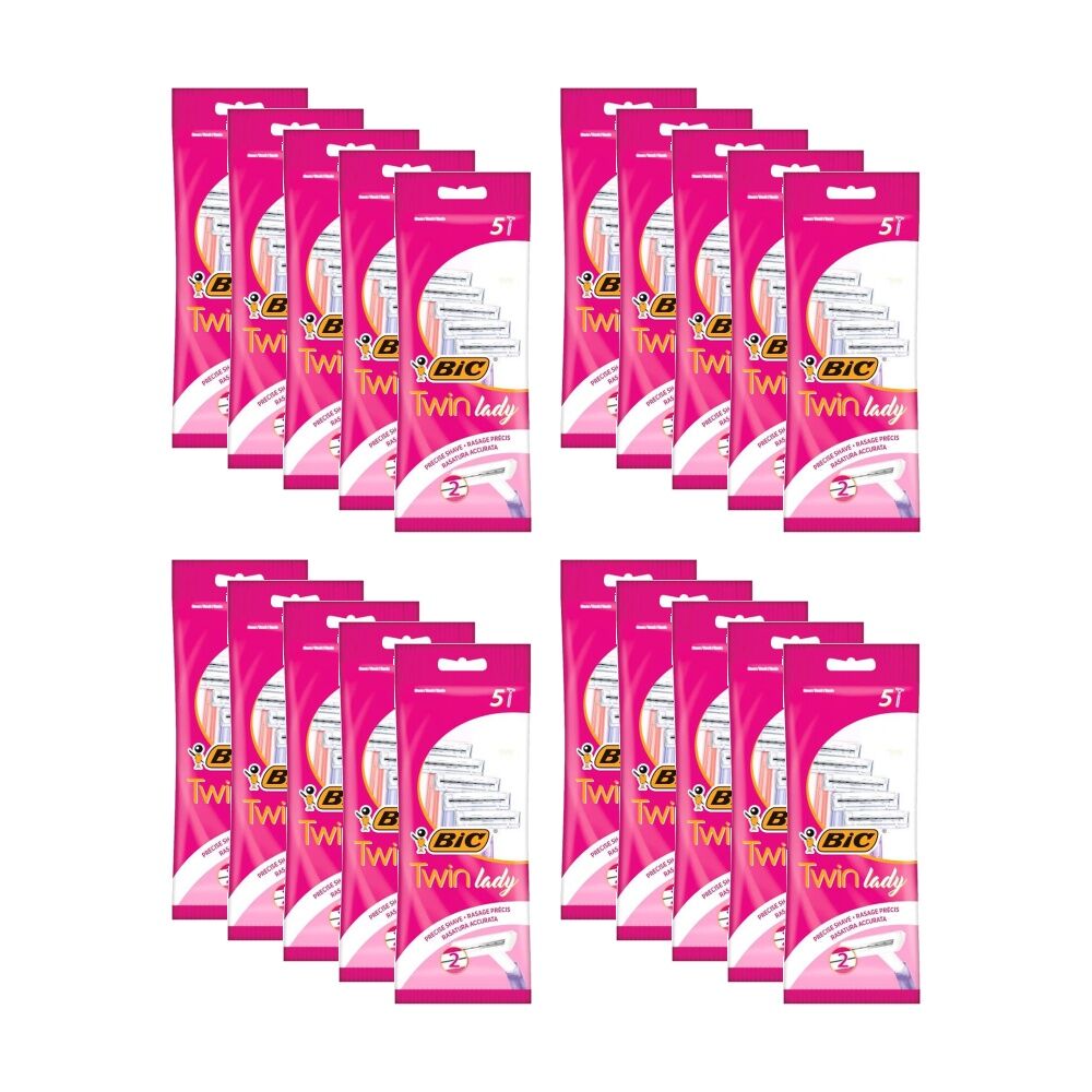20x 5pc BIC Twin Blade Lady Sensitive Razors Reusable Multicolour