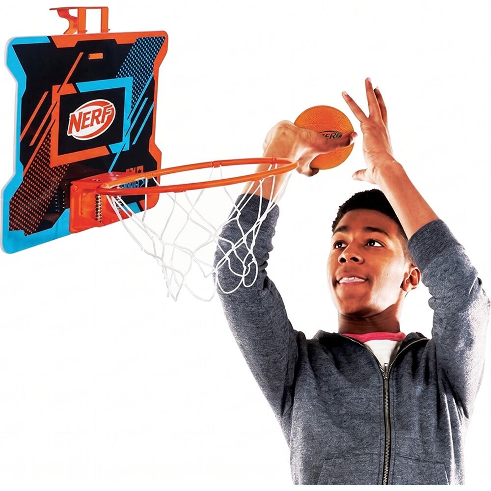 Nerf Sports Nerfoop Slam Basketball Indoor Soft Foam Ball Set Blue/Orange