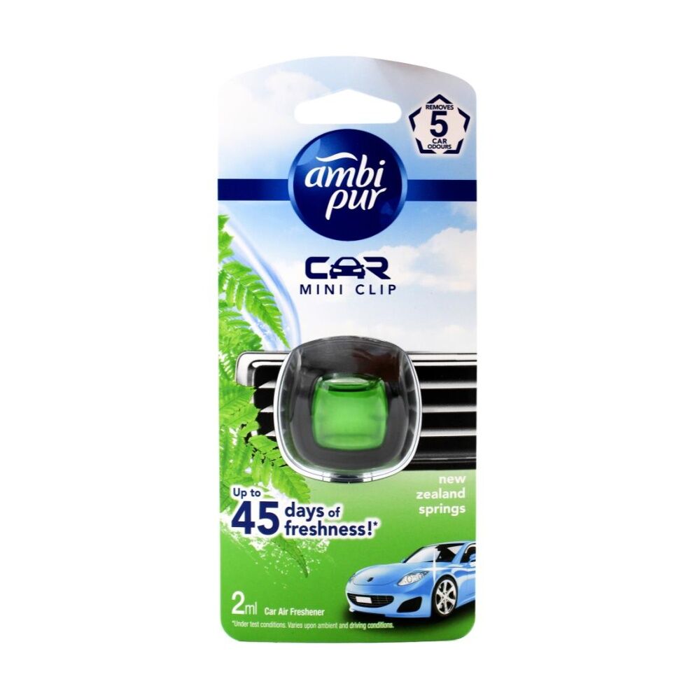 6PK Ambi Pur Car Mini Clip Air Freshener W/ Intensity Dial New Zealand Springs