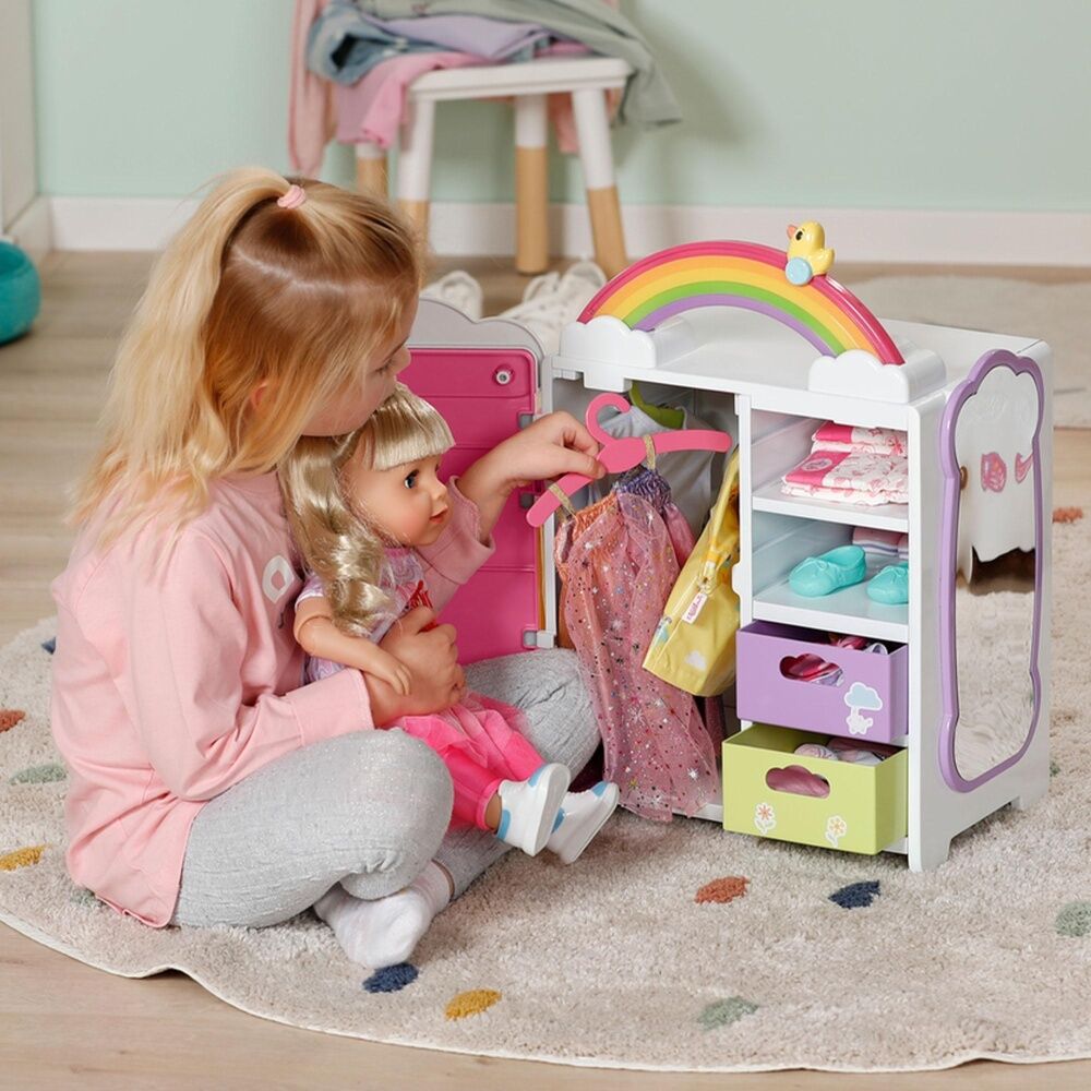 Baby Born Rainbow Wardrobe Playset With Glowing Lights Sounds Storage 3y+