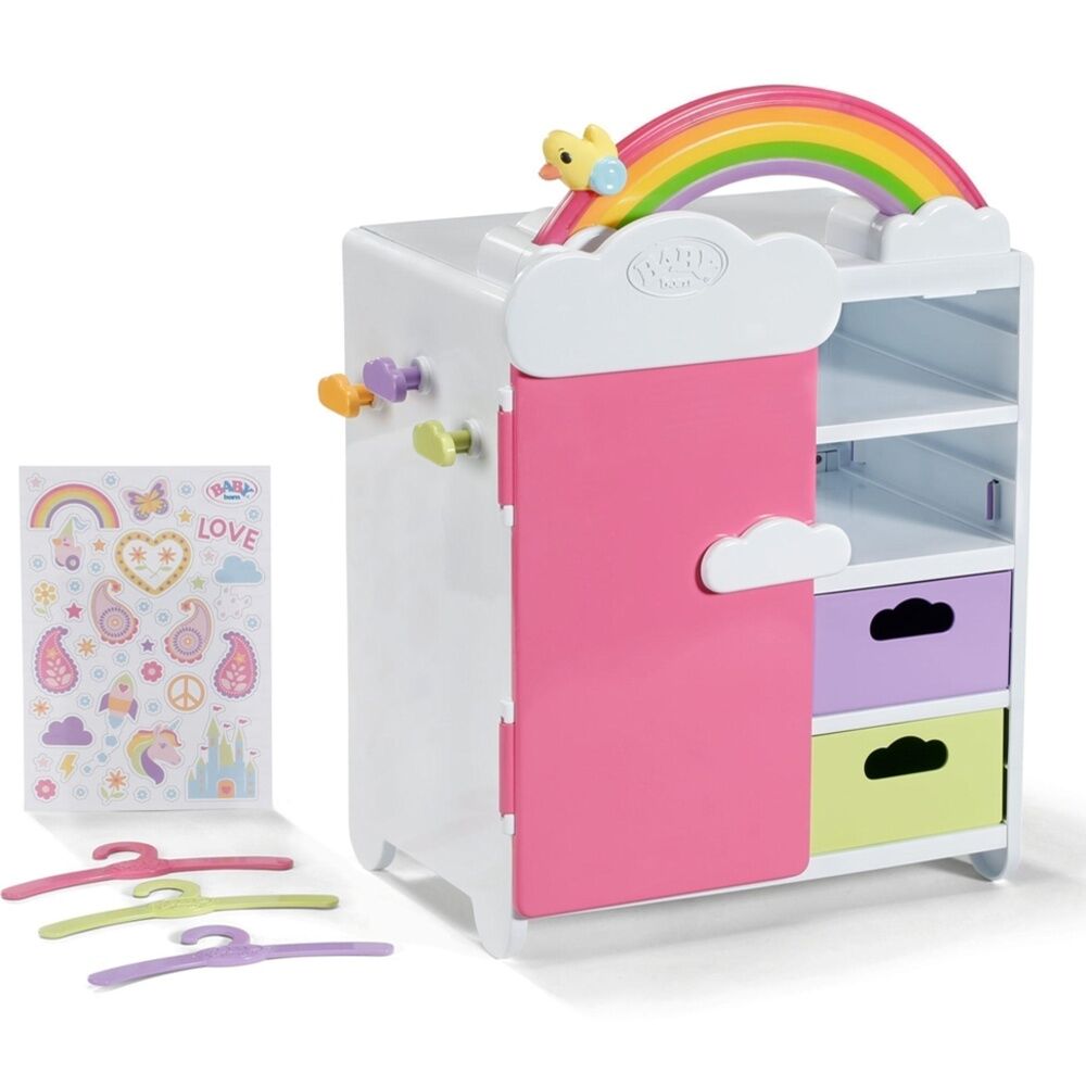 Baby Born Rainbow Wardrobe Playset With Glowing Lights Sounds Storage 3y+