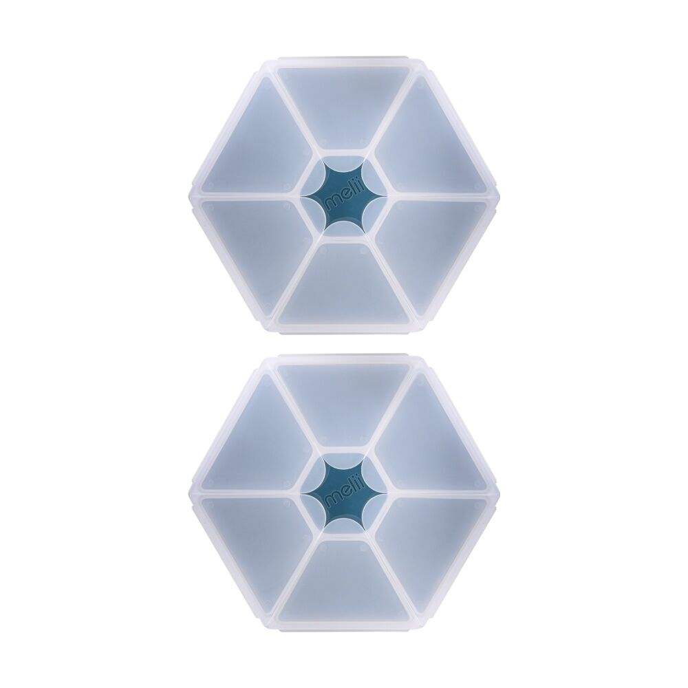 2PK Melii Kids 6 Compartment Hexagon Snackle Lunch Box Container Blue 798ml