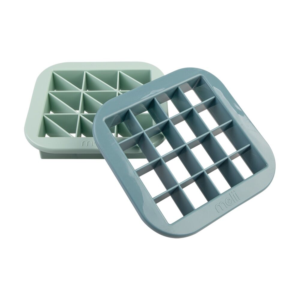 2x 2pc Melii Bite Size Sandwich Cutters Squares Triangles Set Blue/Mint