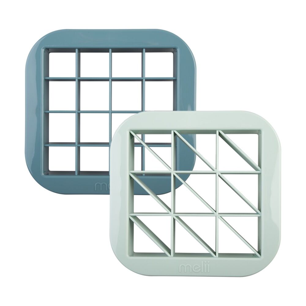 2x 2pc Melii Bite Size Sandwich Cutters Squares Triangles Set Blue/Mint