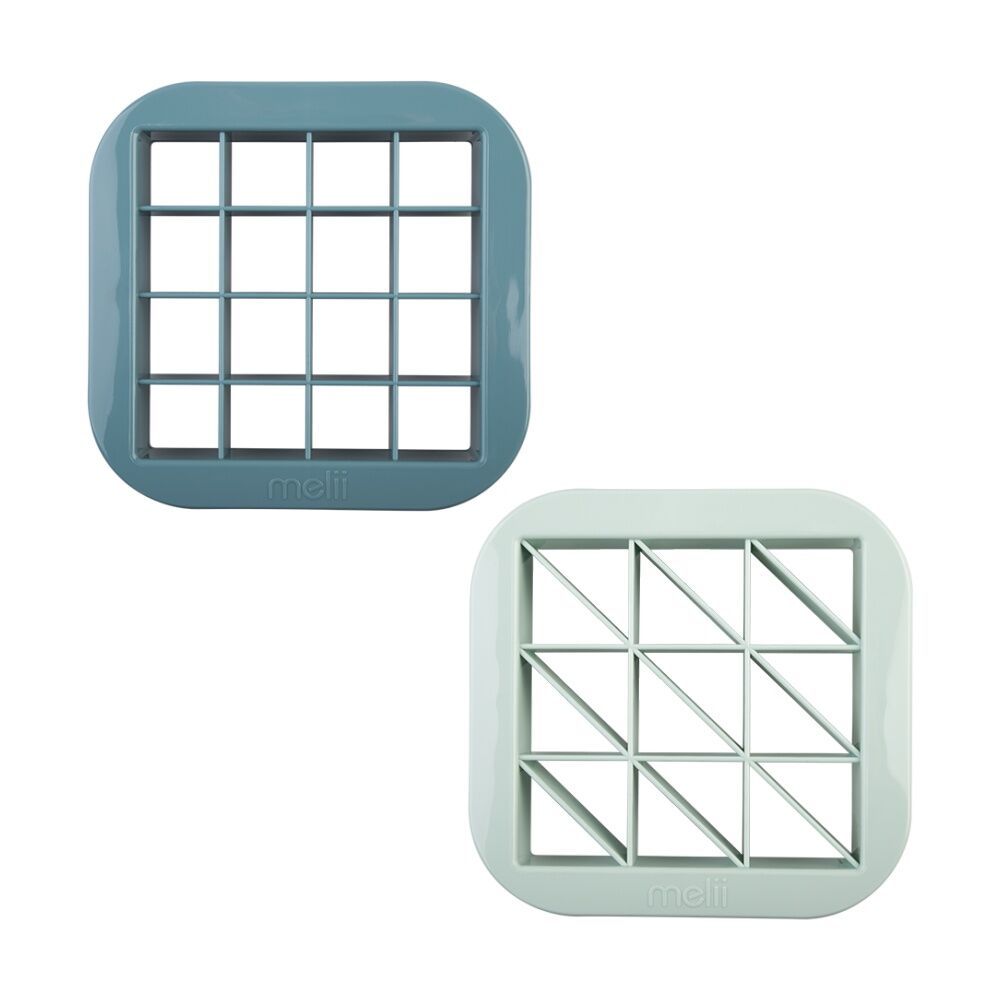 2x 2pc Melii Bite Size Sandwich Cutters Squares Triangles Set Blue/Mint