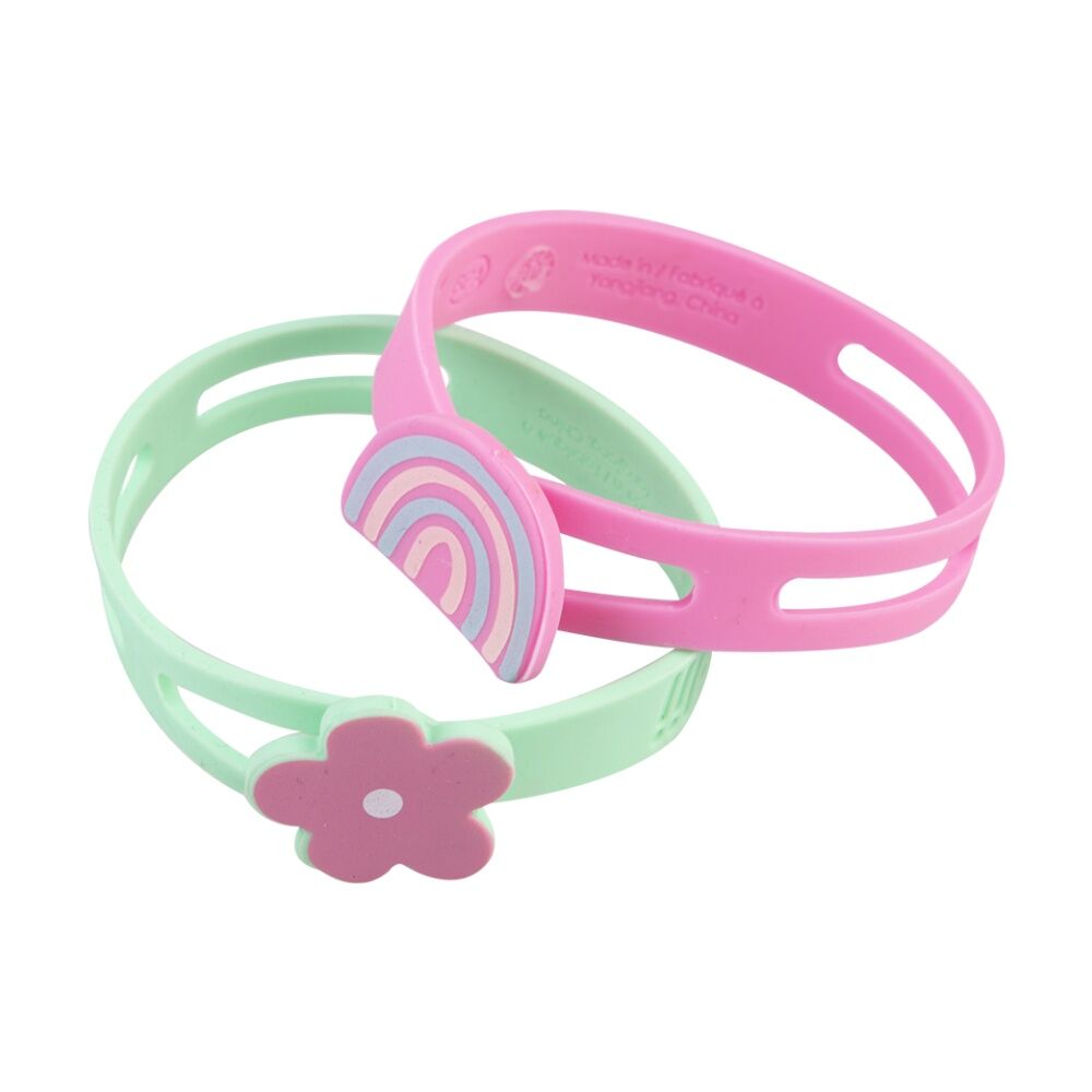 4x 6pc Melii Silicone Wrap Bands Flower Heart Rainbow Design Set Multicolour