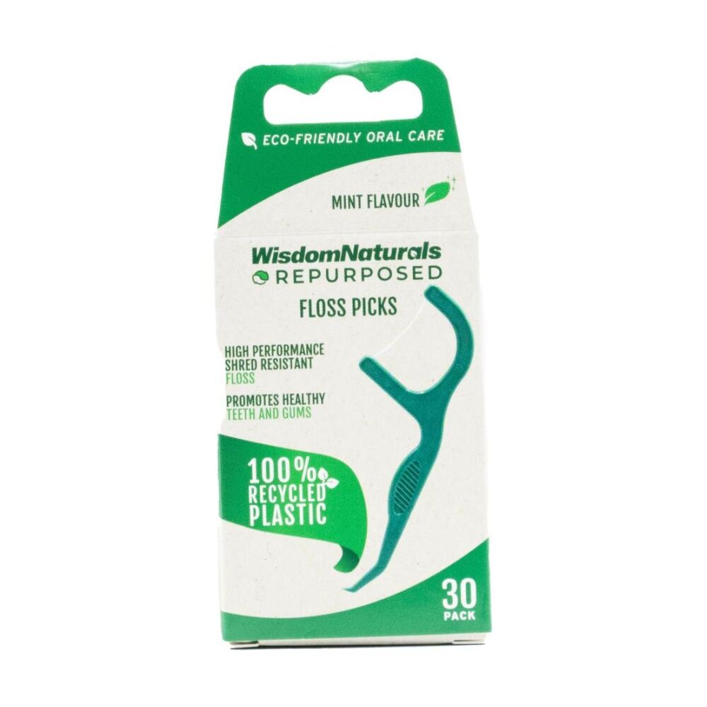 20x 30pc Wisdom Naturals Recycled Plastic Dental Floss Picks Set Green