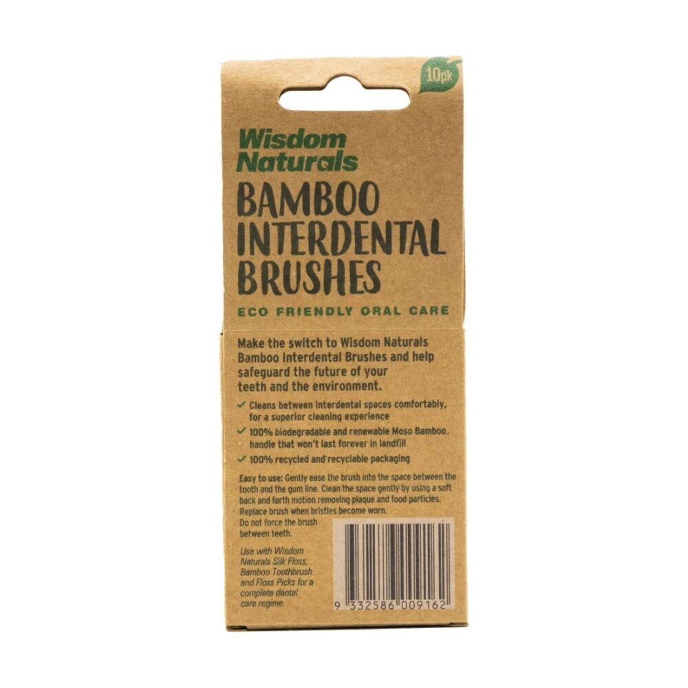 10pc Wisdom Bamboo Interdental Brushes Teeth Cleaning Small/Medium
