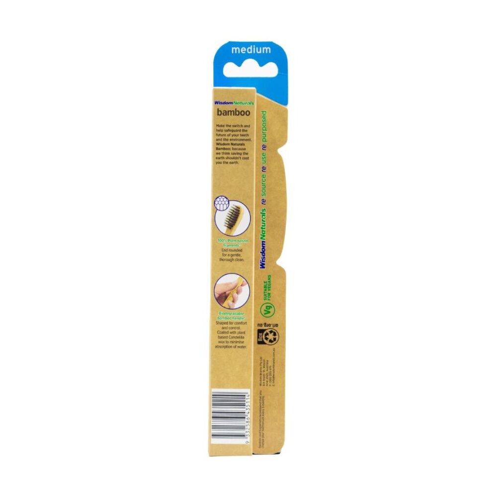 Wisdom Naturals Earth Friendly Bamboo Toothbrush Medium Bristle