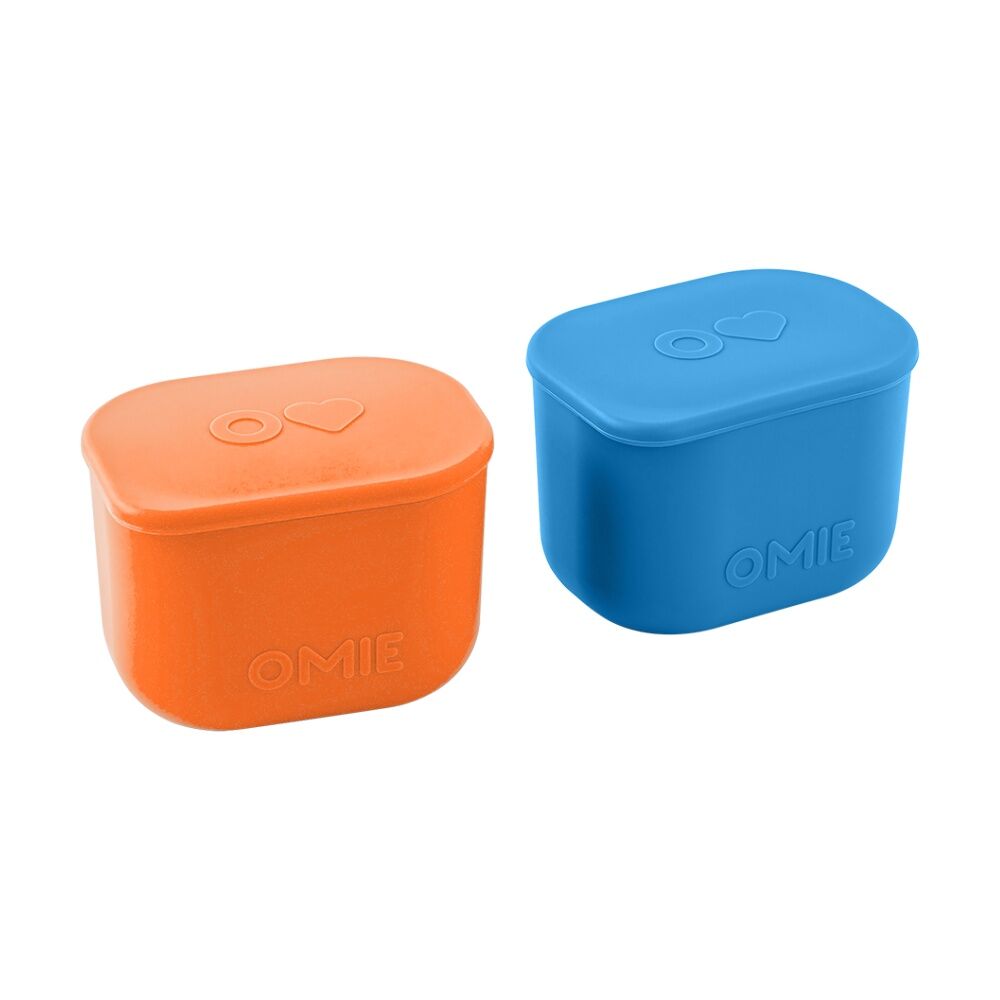 2x 2pc Omie Omiebox Up Silicone Dip Leakproof Containers Set Blue/Orange 220ml