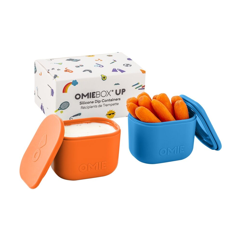 2x 2pc Omie Omiebox Up Silicone Dip Leakproof Containers Set Blue/Orange 220ml