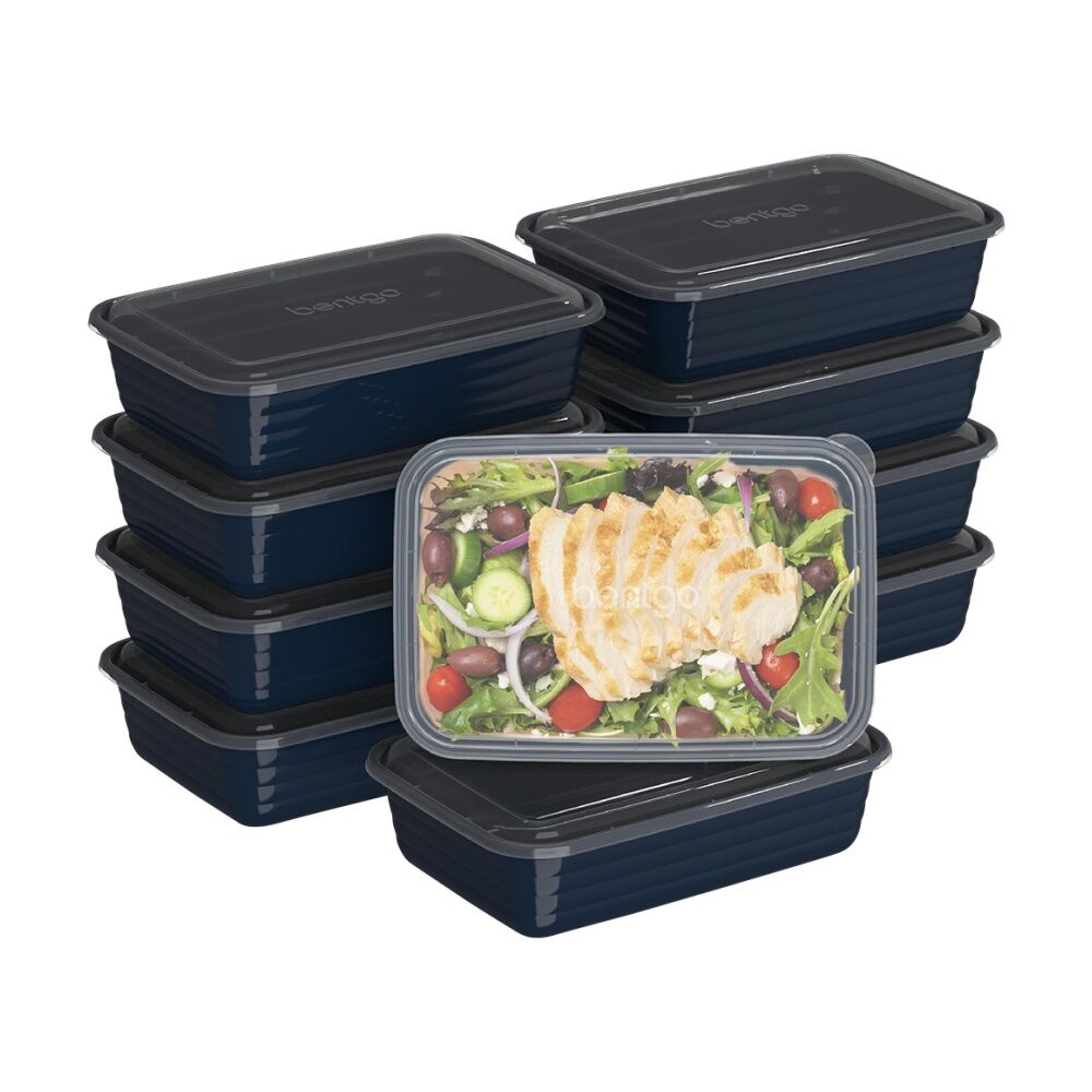 10pc Bentgo Prep 1 Compartment 4 Cup Capacity Container Pack Navy Blue