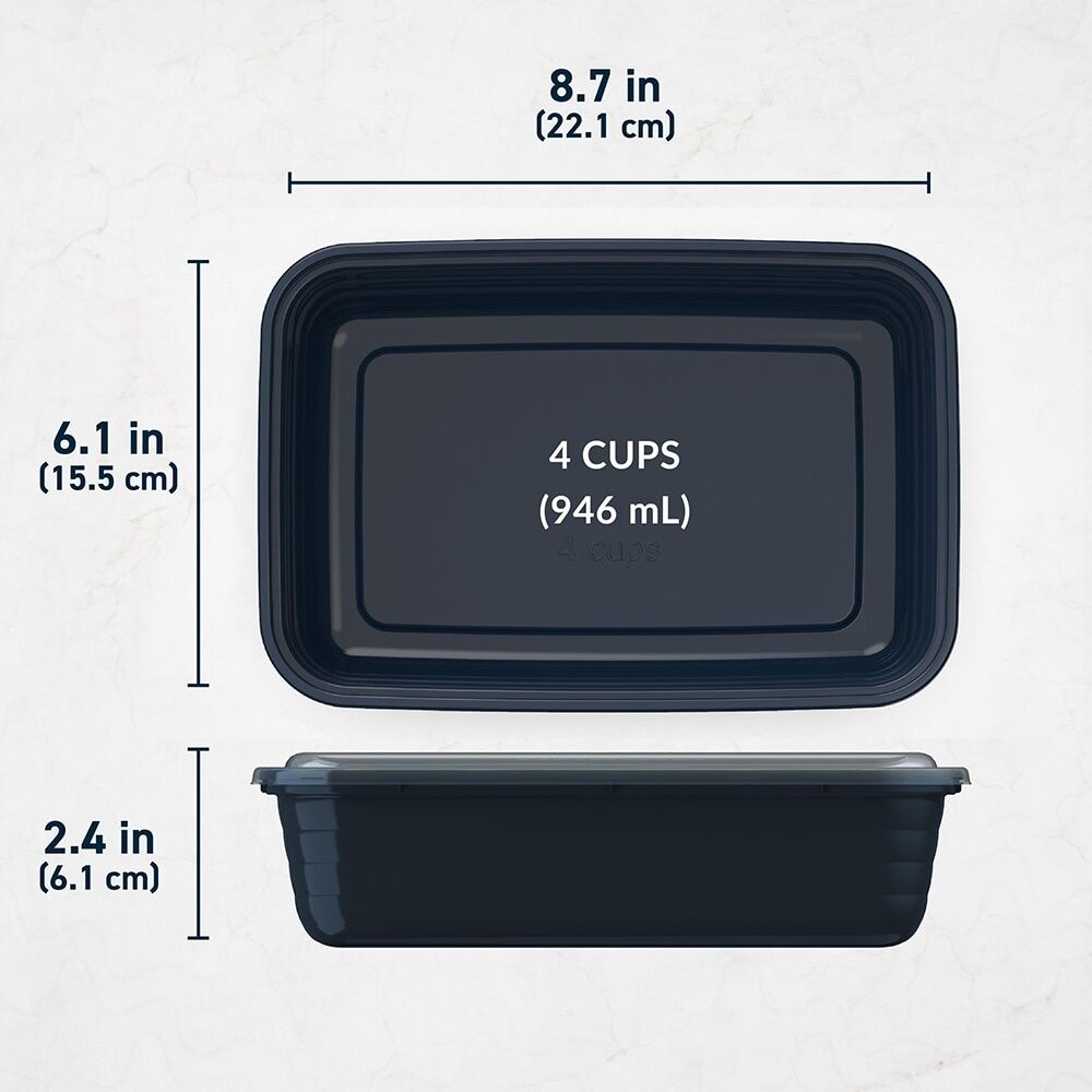 10pc Bentgo Prep 1 Compartment 4 Cup Capacity Container Pack Navy Blue