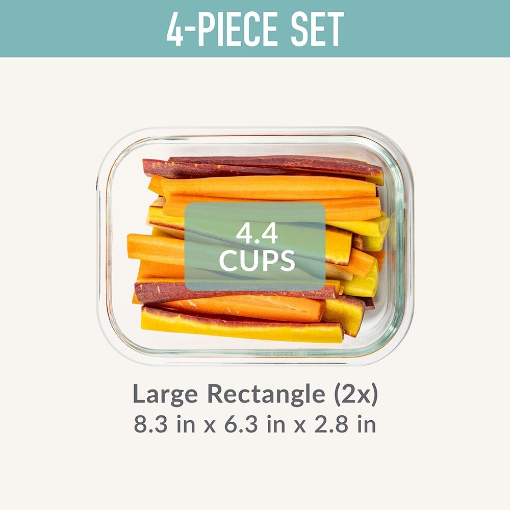 2pc Bentgo Rectangle Leakproof Glass Food Container With Lids Set Soft Aqua