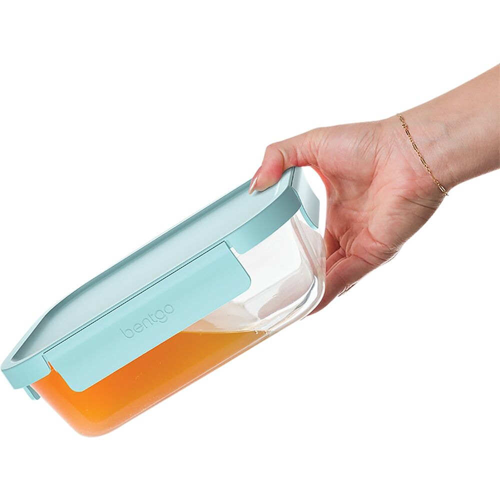 2pc Bentgo Rectangle Leakproof Glass Food Container With Lids Set Soft Aqua