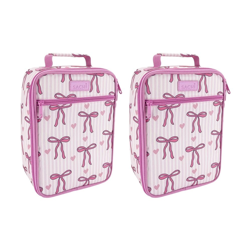 2PK Sachi Junior Insulated School Food Lunch Bag Bows & Hearts 21x11x28cm