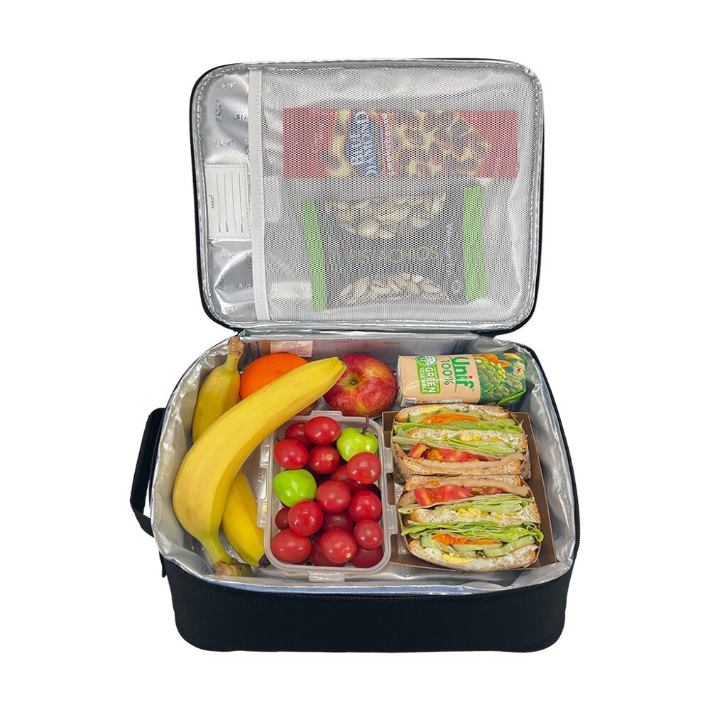 2PK Sachi XL Junior Insulated School Food Lunch Bag Black 24.5x11x30.5cm