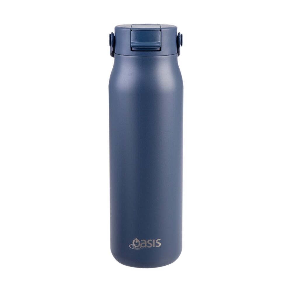Oasis Ceramic Stainless Steel Double Wall Insulated Bottle Indigo 900ml