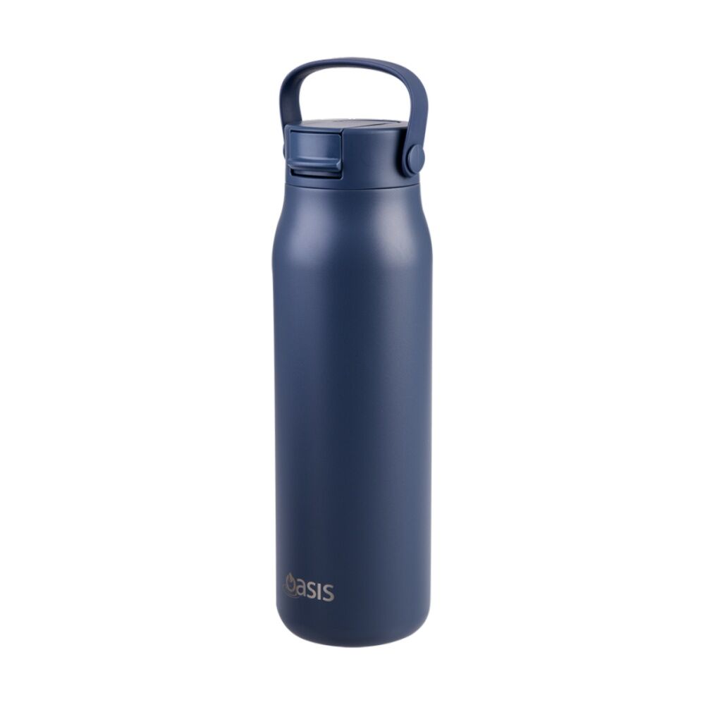 Oasis Ceramic Stainless Steel Double Wall Insulated Bottle Indigo 900ml