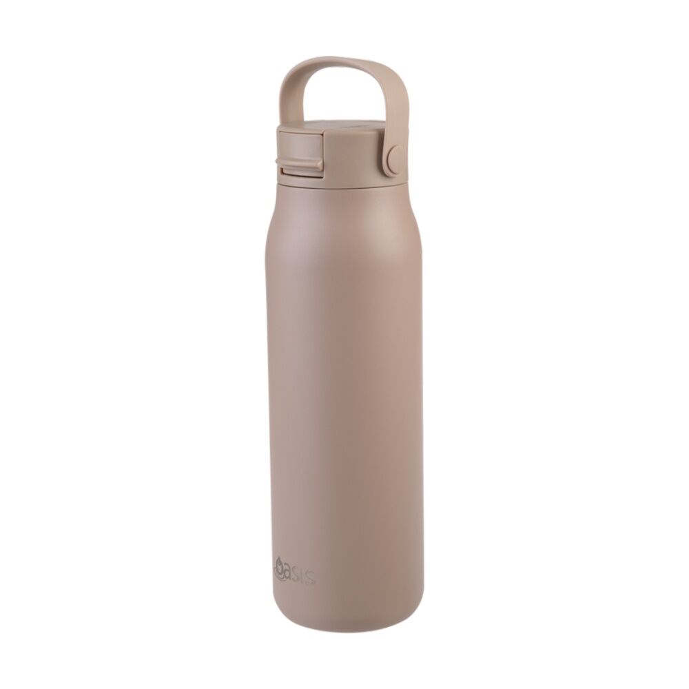 Oasis Ceramic Stainless Steel Double Wall Insulated Bottle Latte 900ml