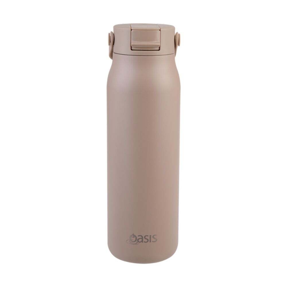 Oasis Ceramic Stainless Steel Double Wall Insulated Bottle Latte 900ml