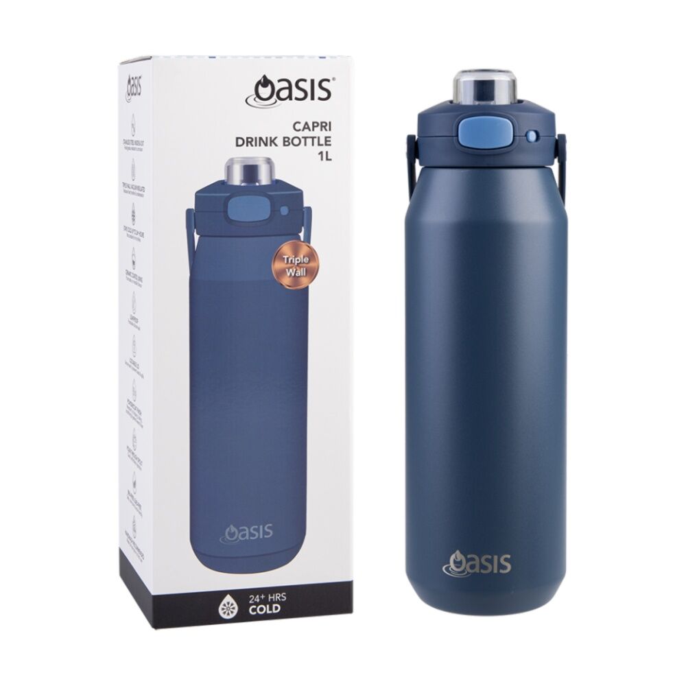 Oasis Ceramic Lined Stainless Steel Double Wall Insulated Bottle Indigo 1L