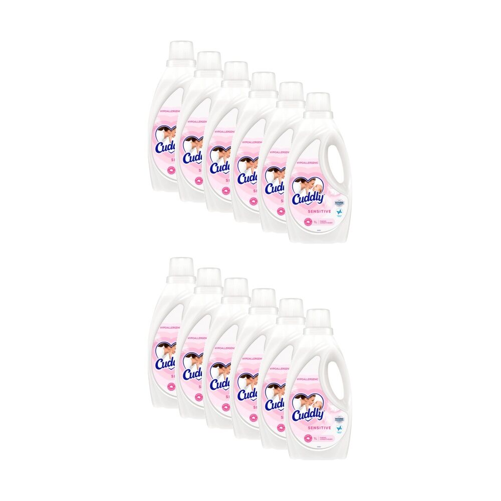 12PK Cuddly Sensitive Hypoallergenic Fabric Conditioner 1L Gentle Fragrance