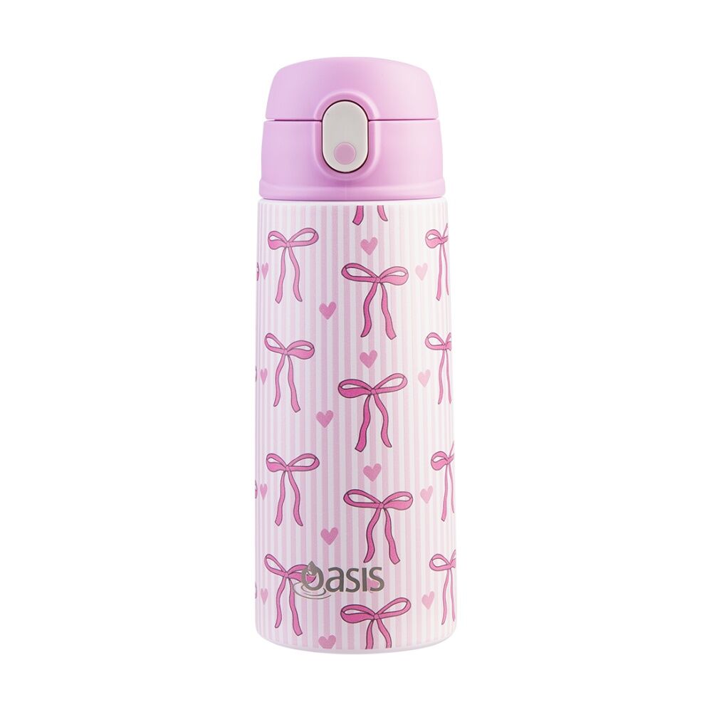 2PK Oasis Kids Drink Bottle Insulated Stainless Steel Bows And Hearts 550ml