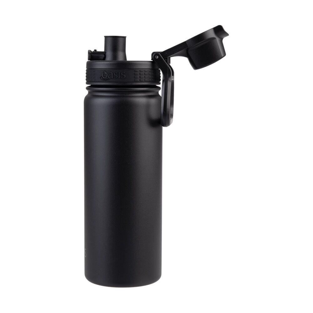 Oasis Stainless Steel Double Wall Insulated Sports Bottle Black 550ml