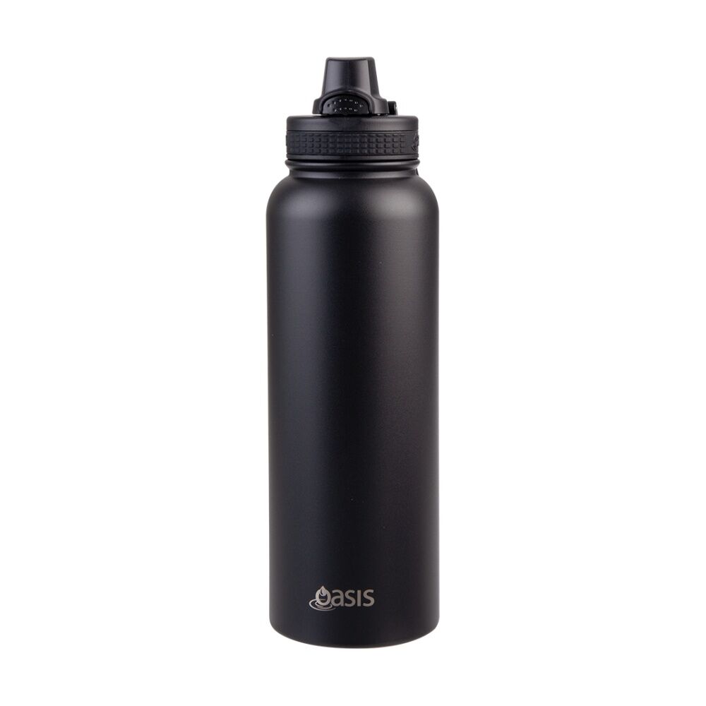 Oasis Stainless Steel Double Wall Insulated Sports Bottle Black 1.1L