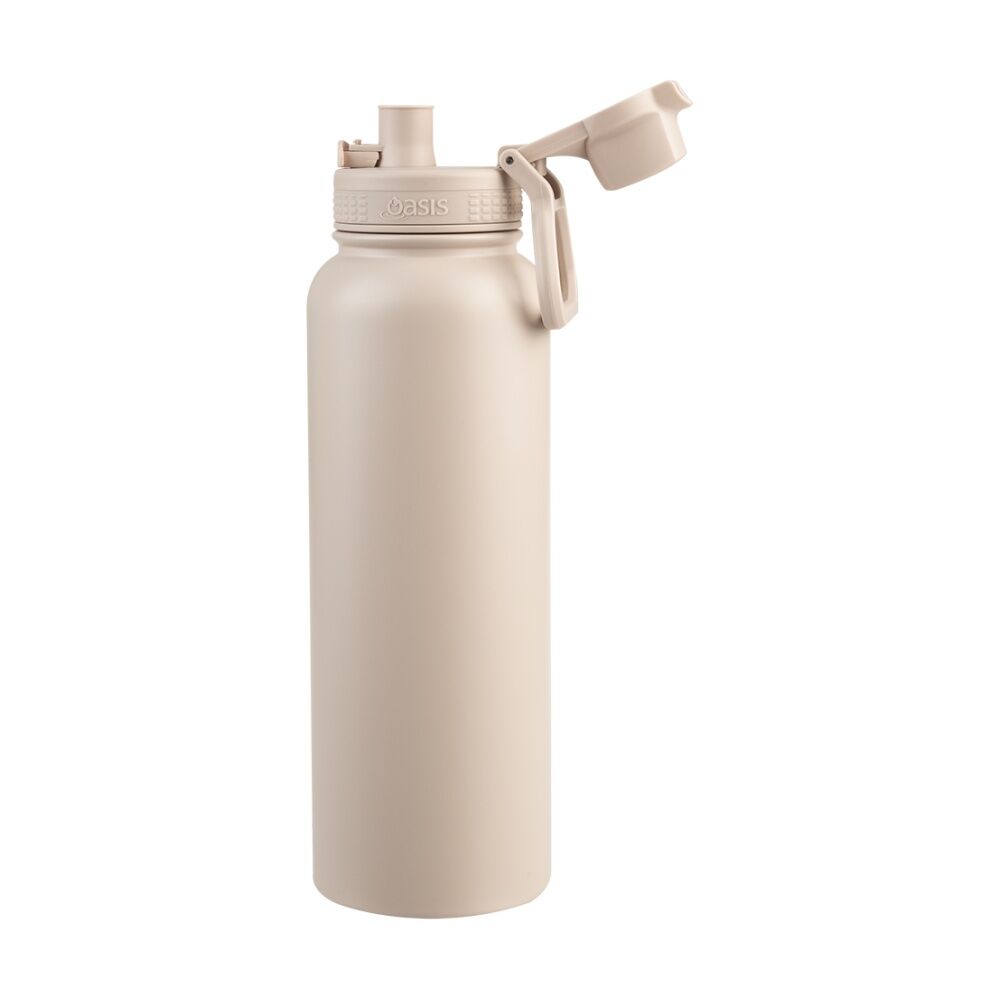 Oasis Stainless Steel Double Wall Insulated Sports Bottle Oat 1.1L