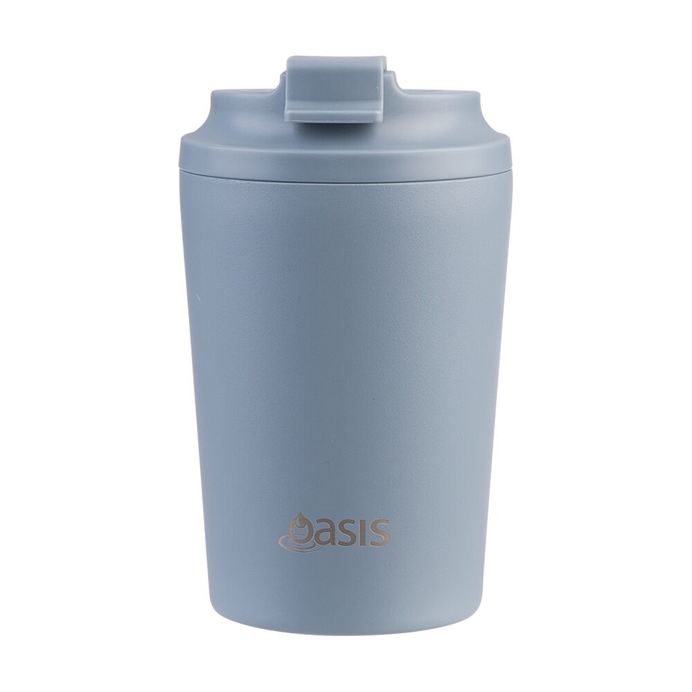 Oasis Ceramic Stainless Steel Coffee Cup D/Wall Insulated Hazy Blue 235ml
