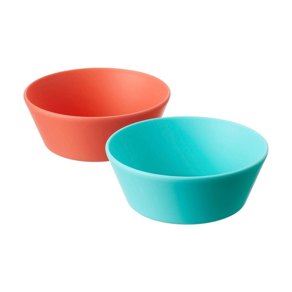 3x 2pc Nuby Brights Baby Bowls Durable Kids Plastic Dinnerware Orange/Teal