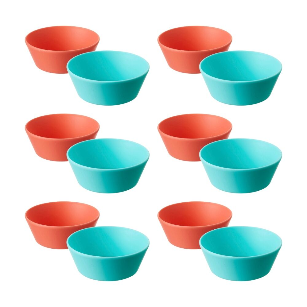 6x 2pc Nuby Brights Baby Bowls Durable Kids Plastic Dinnerware Orange/Teal