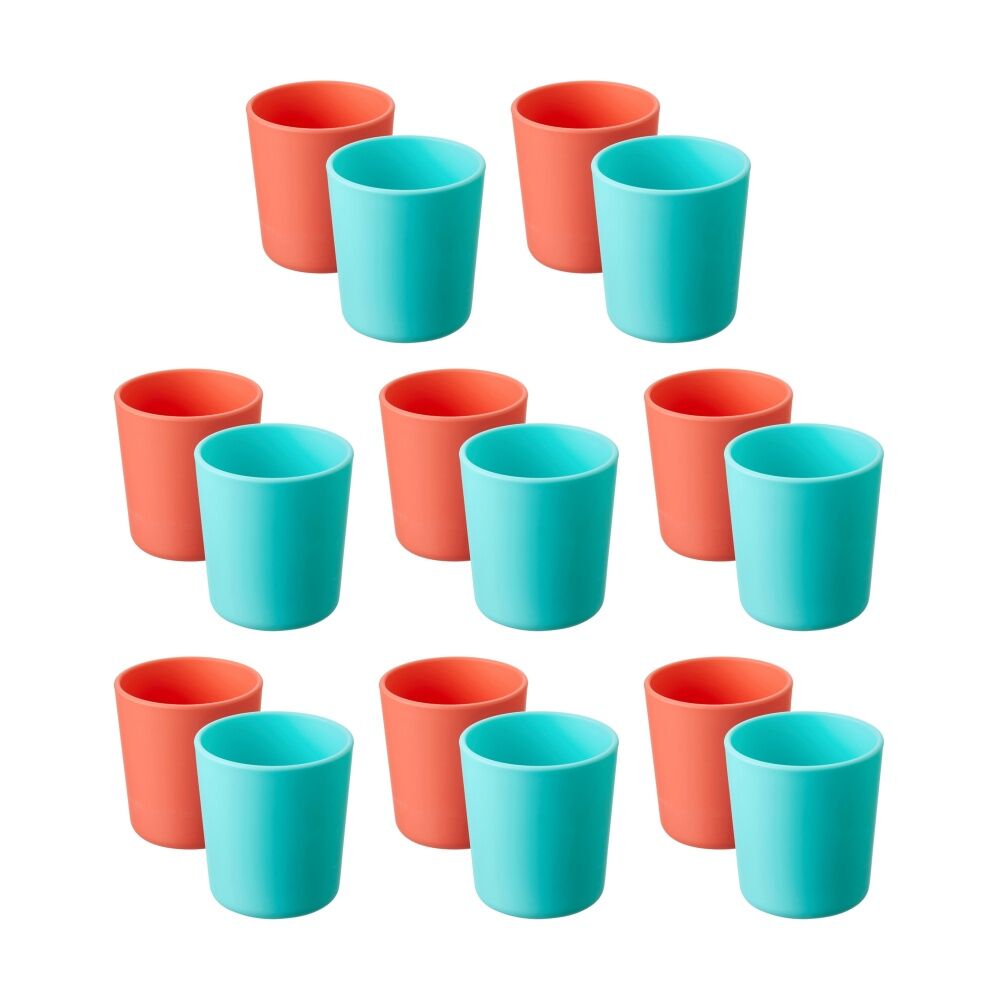 8x 2pc Nuby Brights Tumblers Cup Durable Kids Plastic Dinnerware Orange/Teal