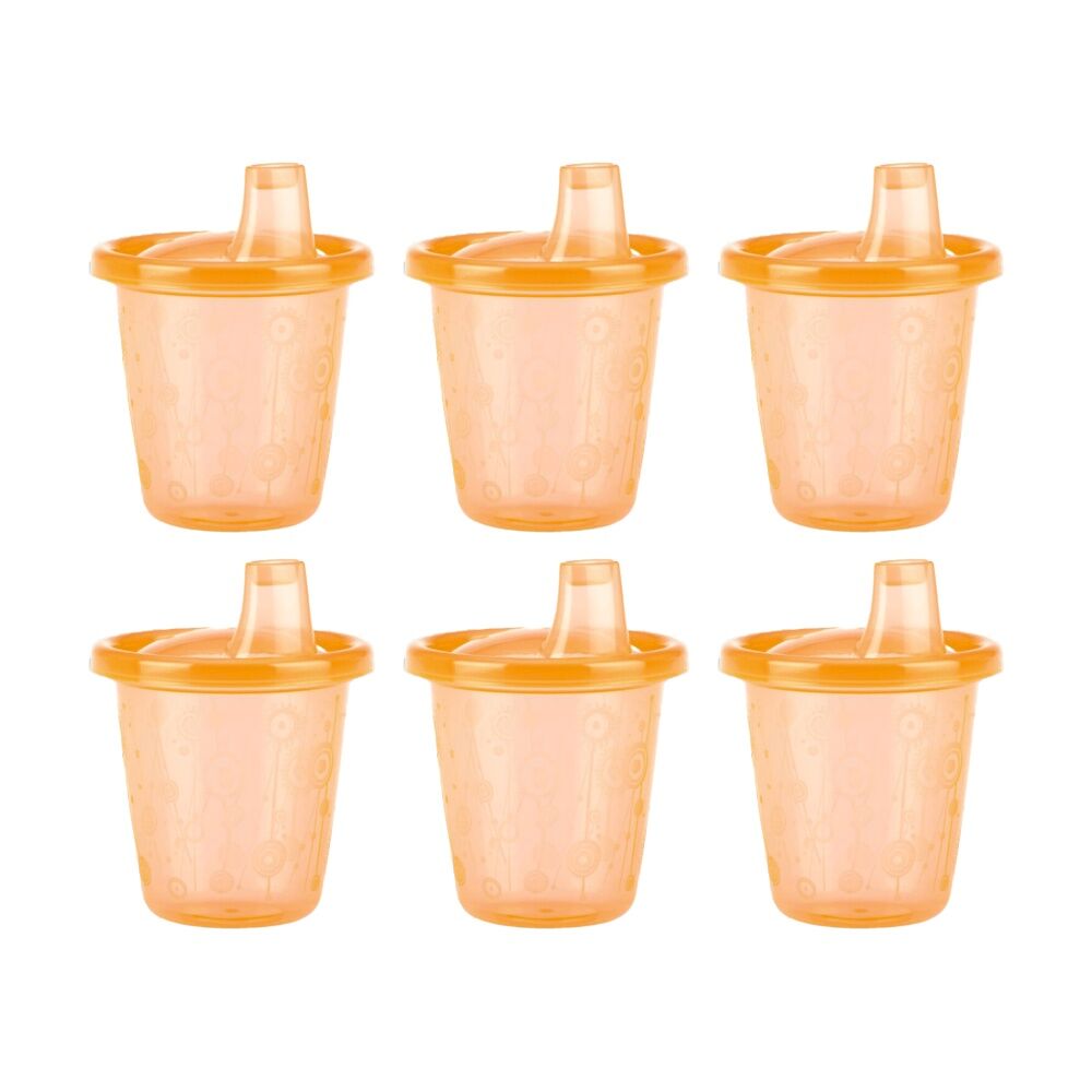 6x Nuby Wash Or Toss Hard Spout Sipper Cups Durable 210ml Assorted 12m+