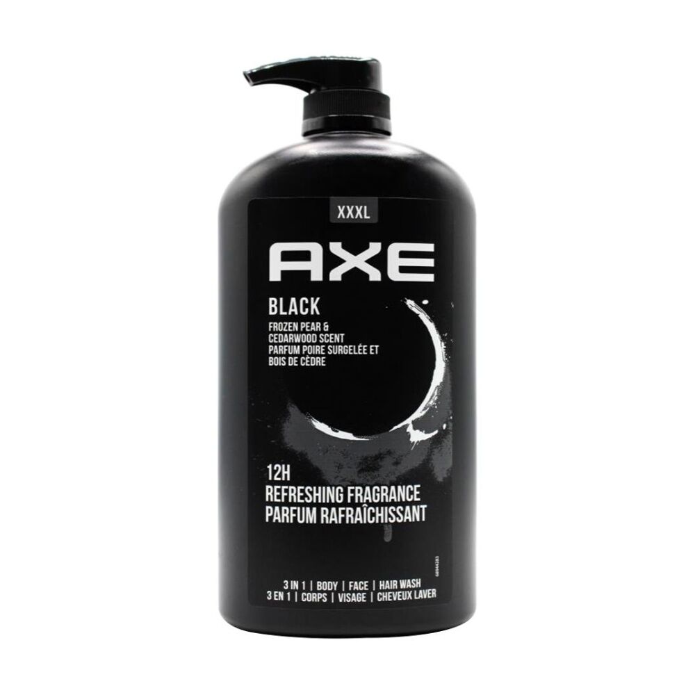 3PK Axe Men's 3 In 1 Face Hair Body Wash Black Frozen Pear & Cedarwood 1L