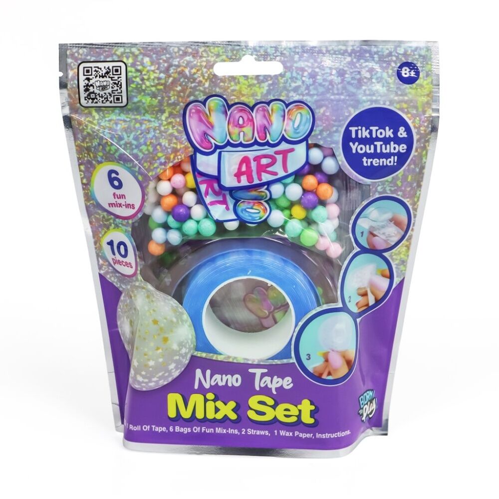 6PK Born To Play Nano Art Tape Mix Set Craft Kit W/ Mix-Ins Assorted