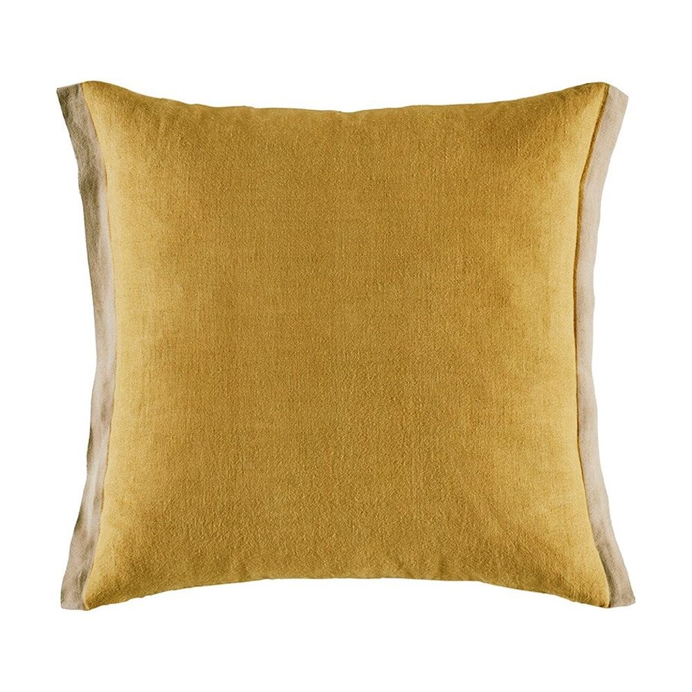 2PK Kas Australia Belrose Cushion Linen Flange Mustard 50x50cm