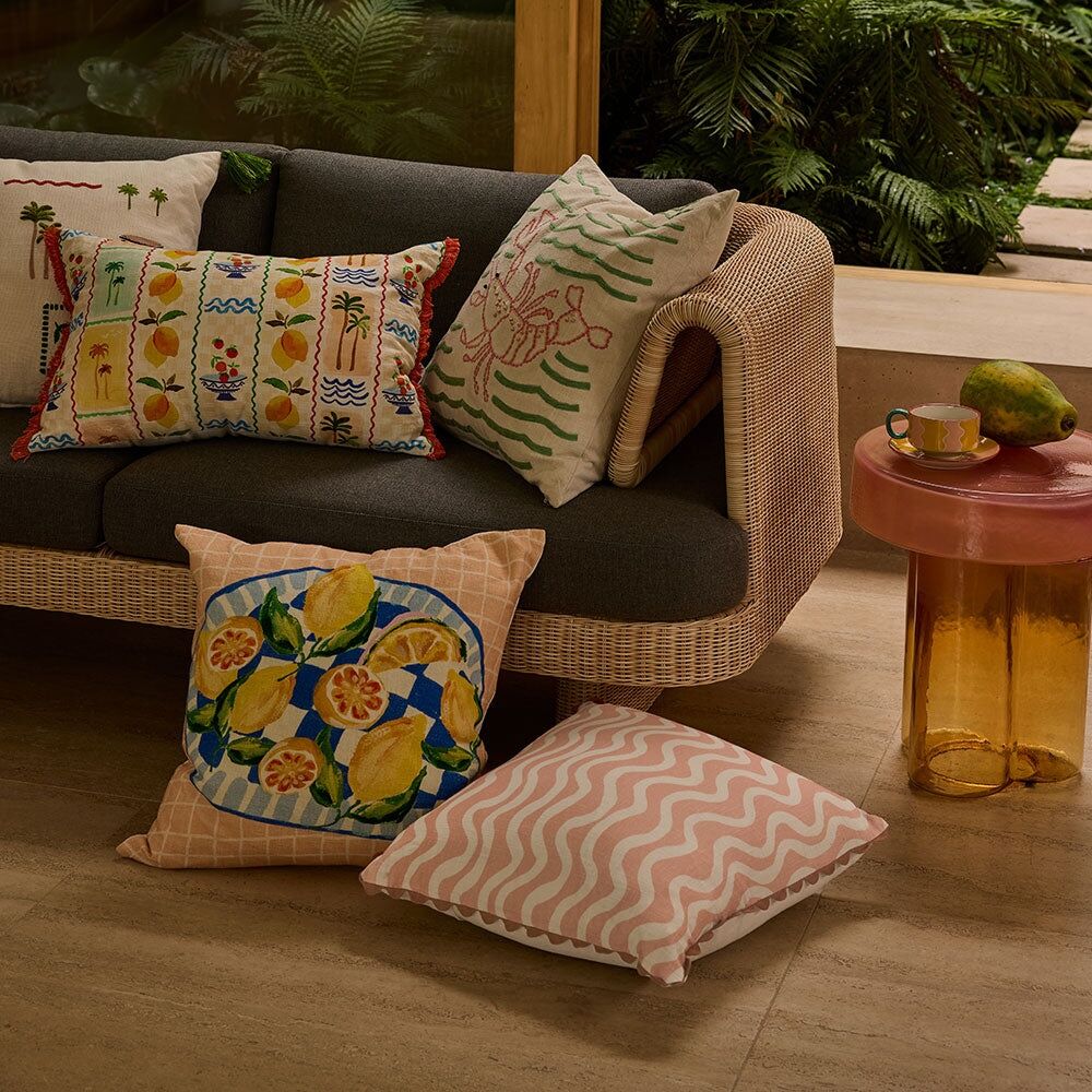 Kas Australia Riviera Cushion Cotton Tropical Print Multi 60x40cm