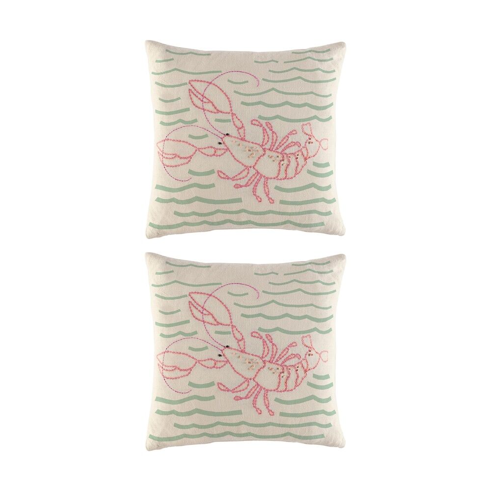 2PK Kas Australia Lobster Cushion Cotton Coastal Multi 50x50cm
