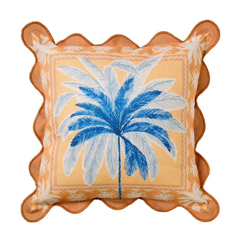2PK Kas Australia Luana Outdoor Cushion Palm Trees Canvas Neutral