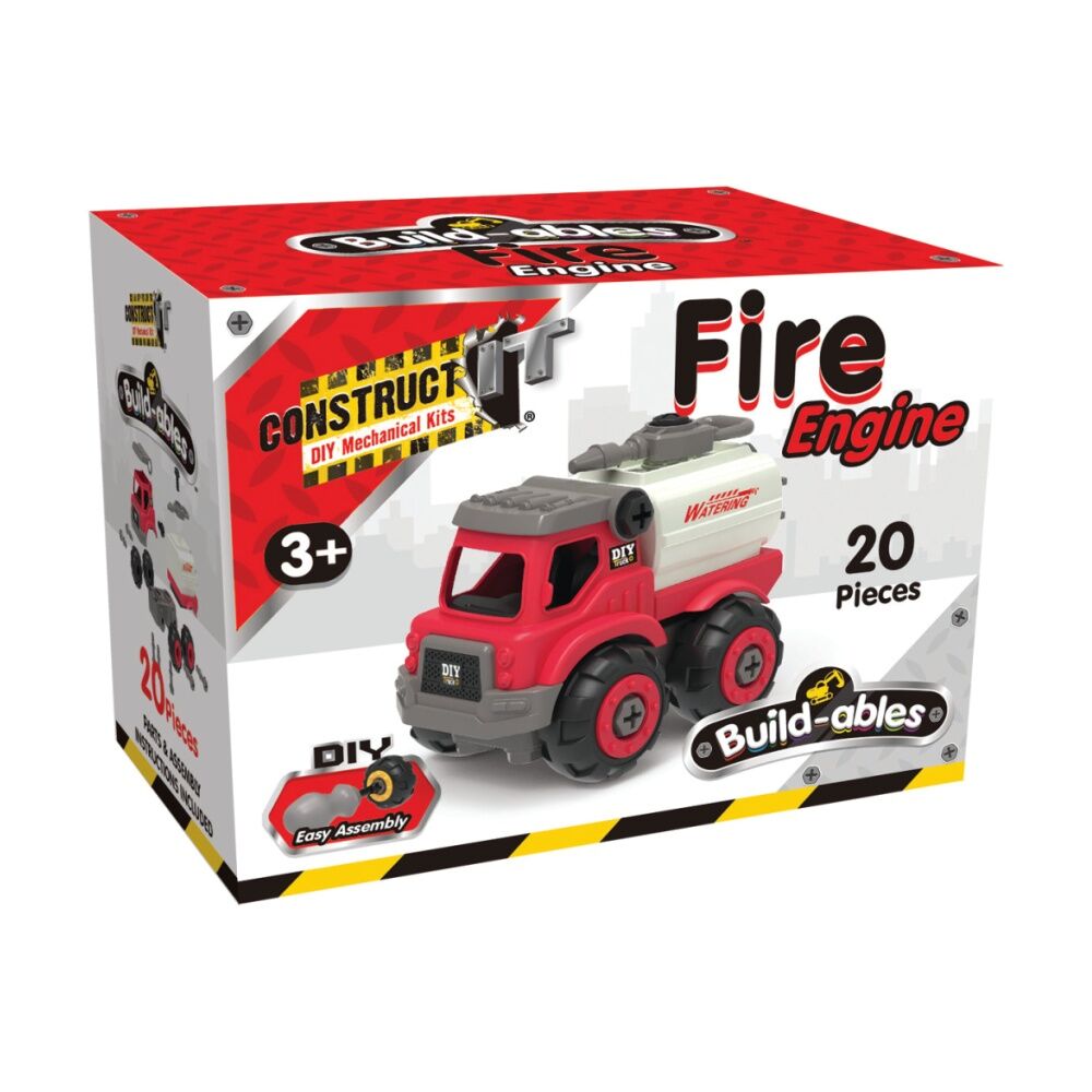 2PK 20pc Construct It Build-ables Fire Engine Toy Truck Kids Fun 3y+ Red