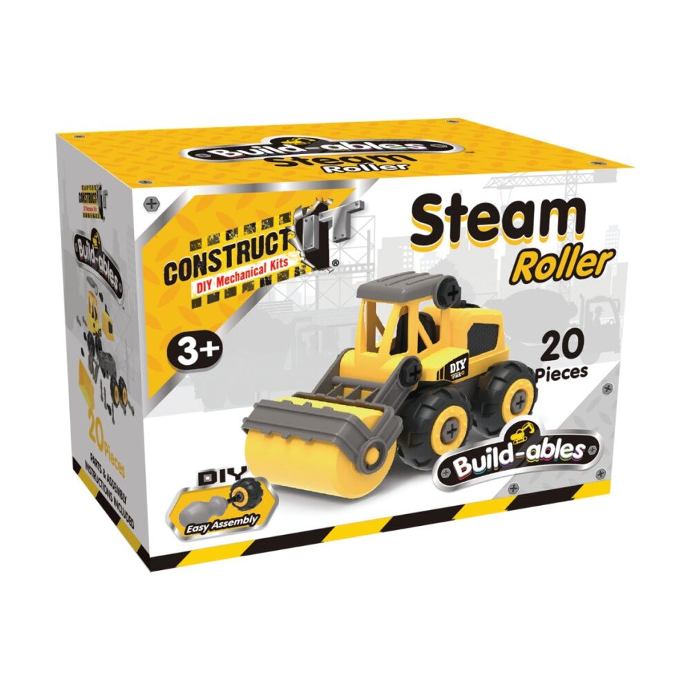 4PK 20pc Construct It Build-ables Steam Roller Toy Kids Fun 3y+ Yellow