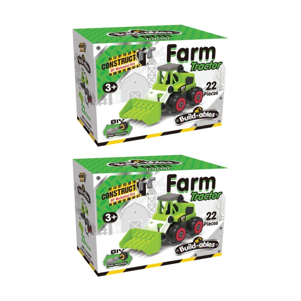 2PK 22pc Construct It Build-ables Tractor Toy Kids Fun 3y+ Green