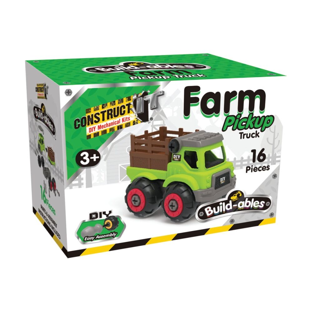 4PK 16pc Construct It Build-ables Pickup Truck Toy Kids Fun 3y+ Green