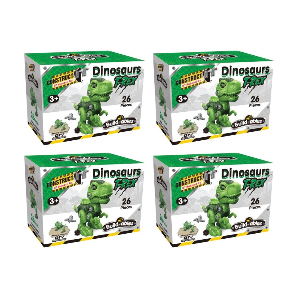4PK 26pc Construct It Build-ables T-Rex Dinosaur Toy Kids Fun 3y+ Green
