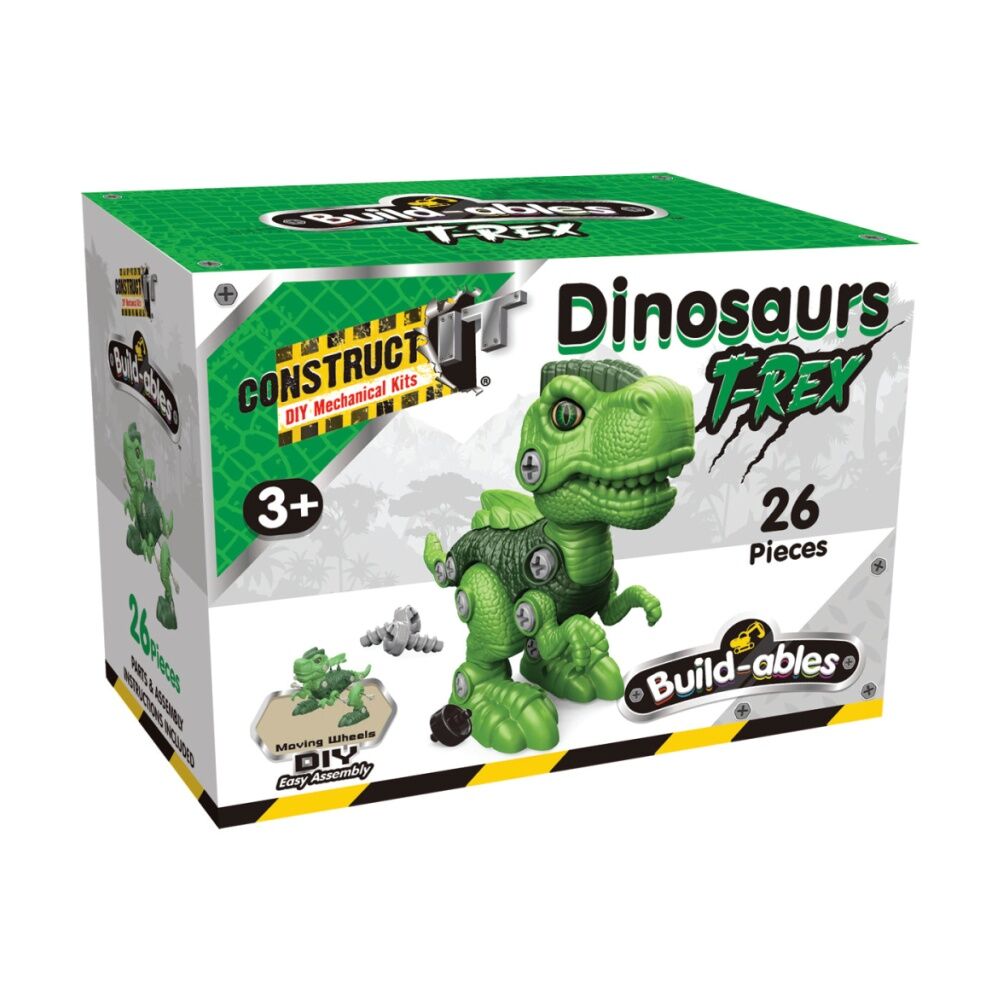 4PK 26pc Construct It Build-ables T-Rex Dinosaur Toy Kids Fun 3y+ Green