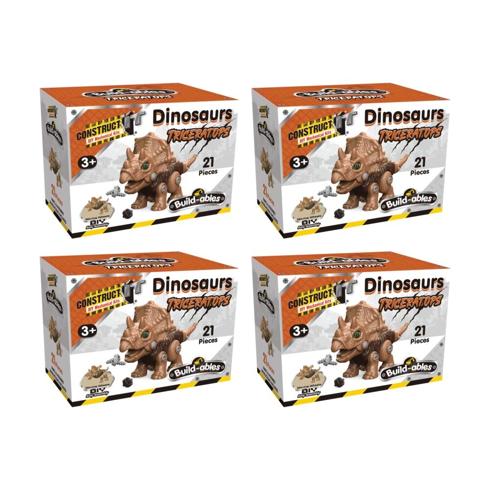 4PK 21pc Construct It Build-ables Triceratops Dinosaur Toy Kids 3y+